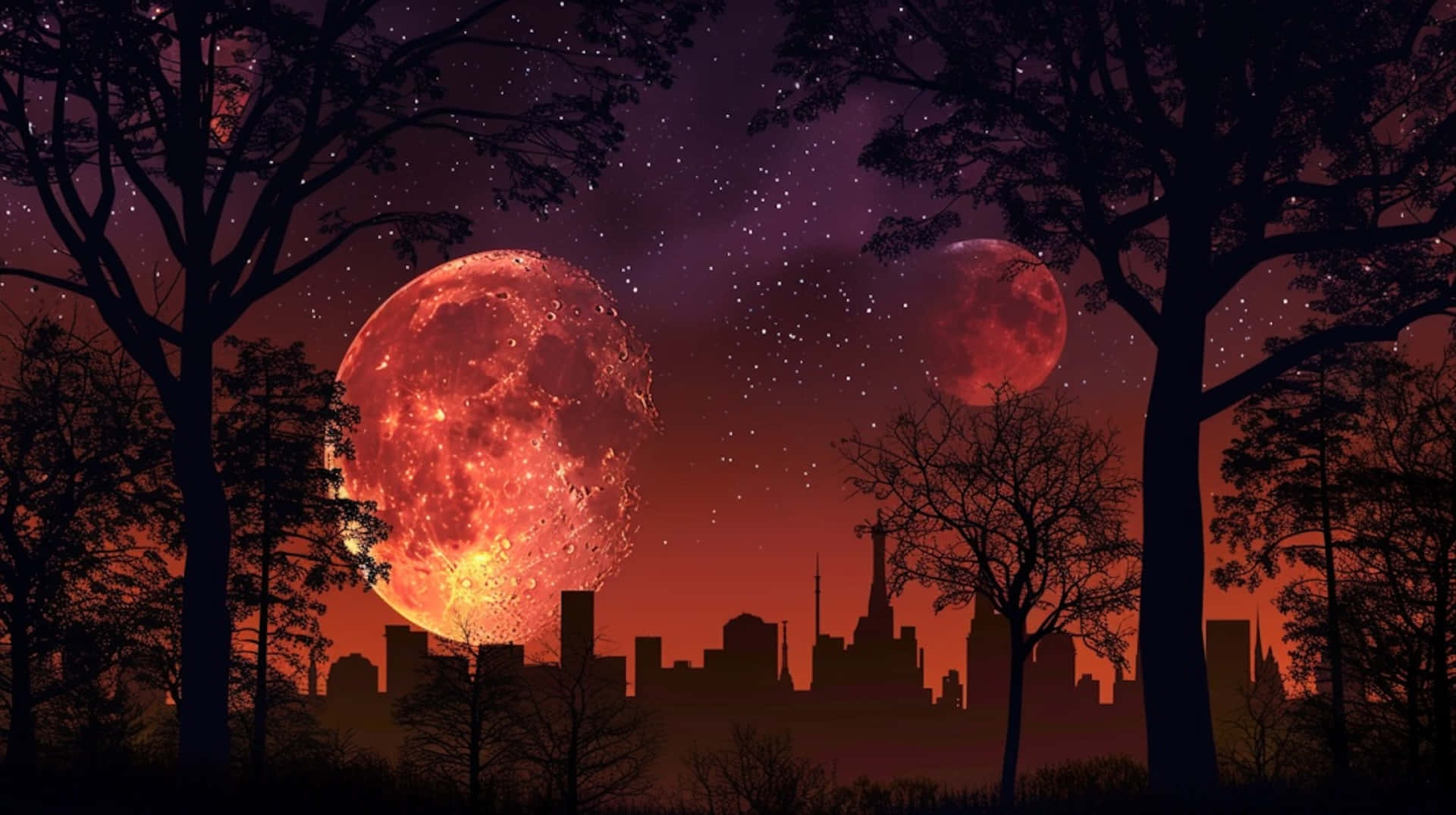 Twilight Dual Moonset Wallpaper