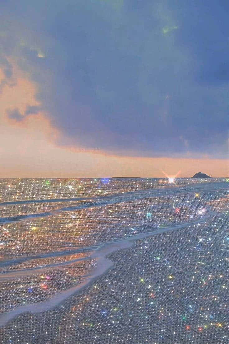 Twilight Glitter Beachscape Wallpaper