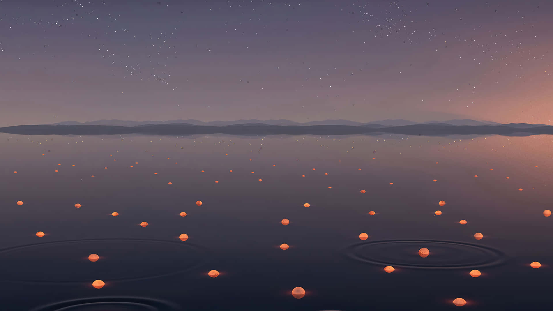 Twilight Glow Over Calm Waters Wallpaper