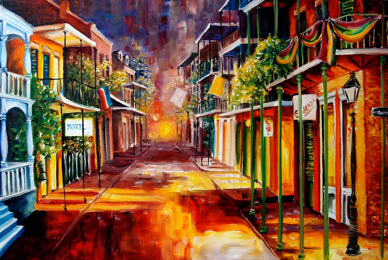 "Twilight In New Orleans" Oil Painting Wallpaper
