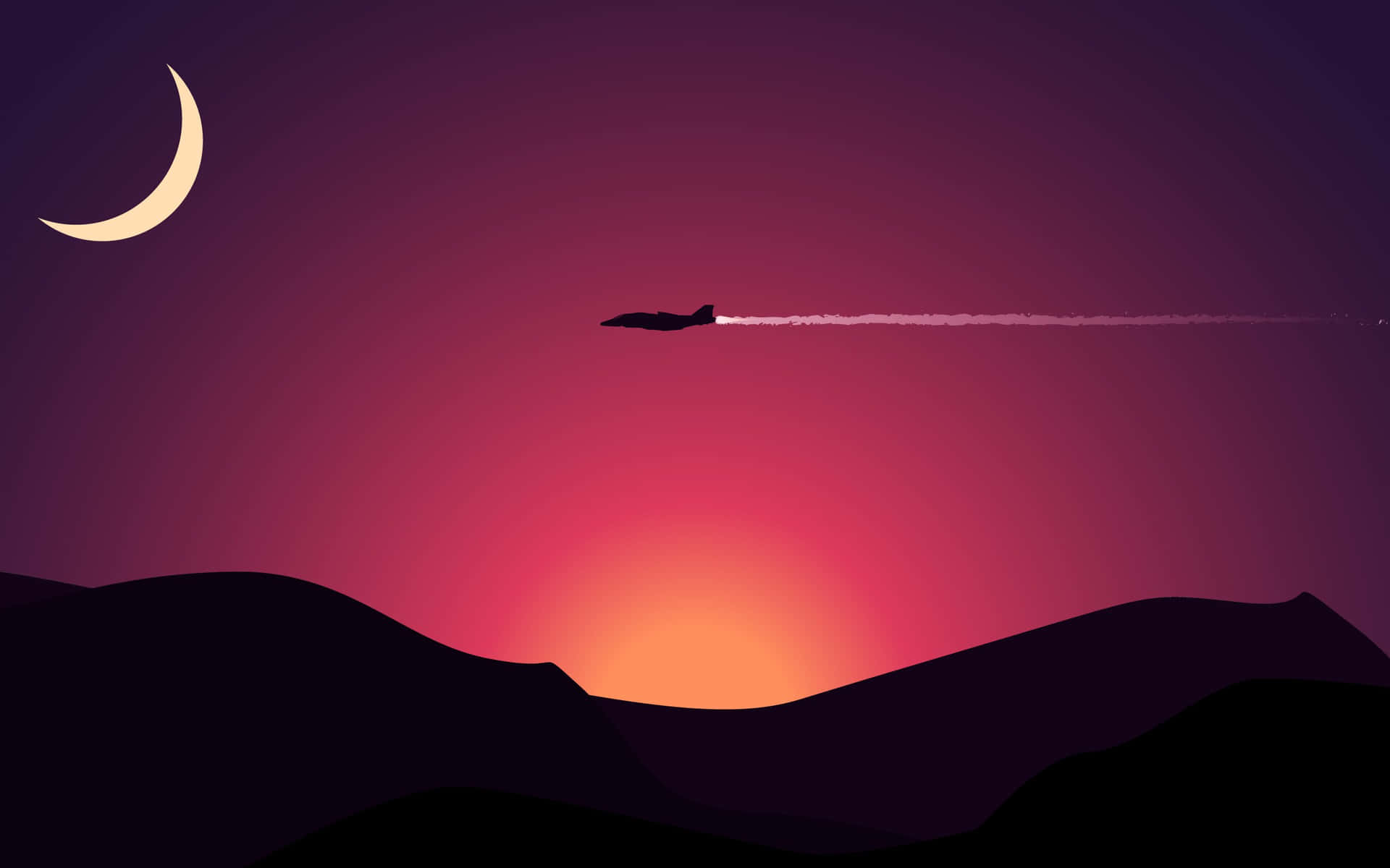 Twilight Jet Silhouette Sunset Wallpaper