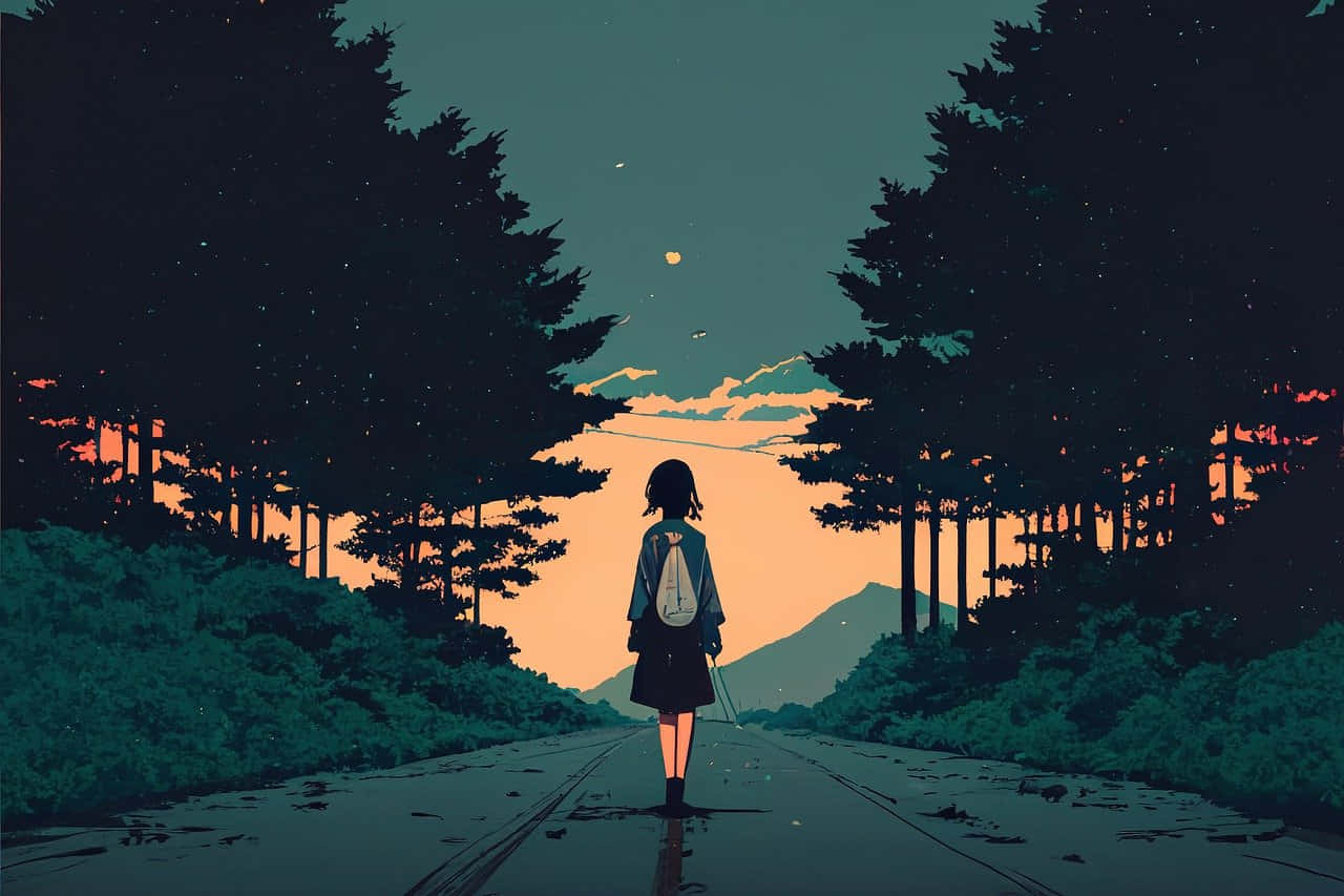 Twilight Journey Anime Scene Wallpaper
