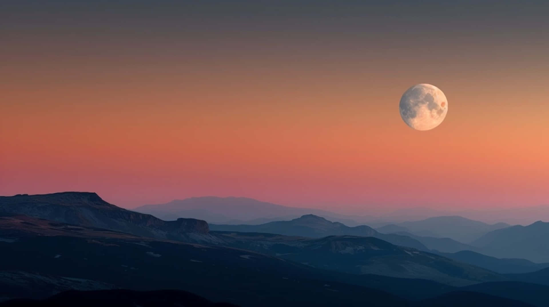 Twilight Moonrise Over Mountains Wallpaper