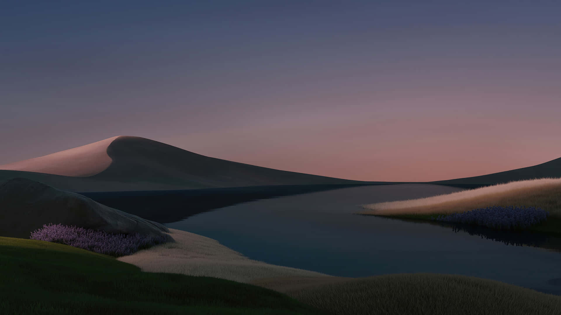 Twilight Mountain Lake Landscape Wallpaper