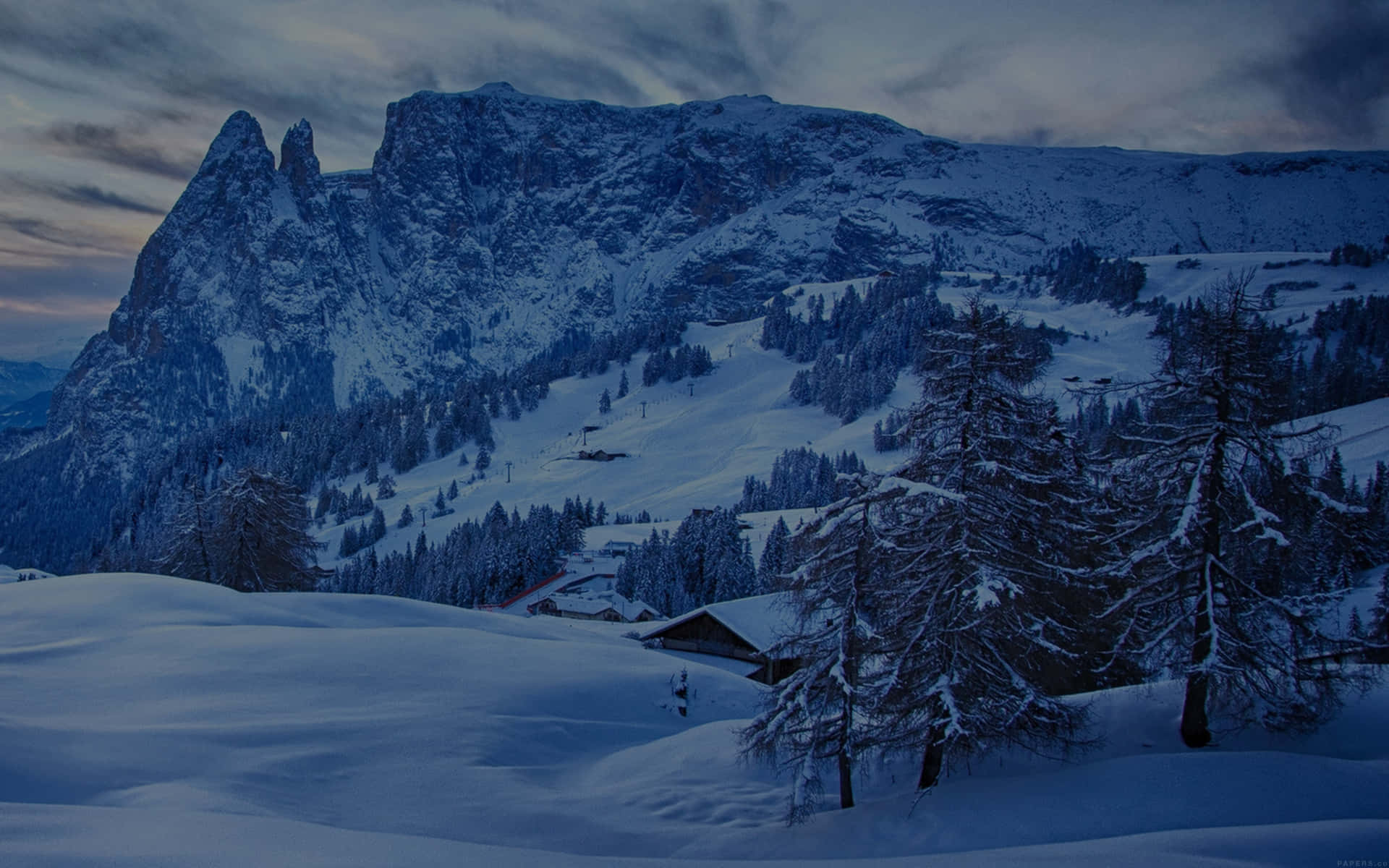 Twilight_ Fjell_ Snølandskap Bakgrunnsbildet