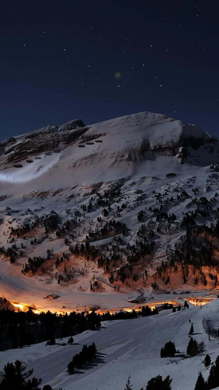 Twilight Mountain Snowscape Wallpaper