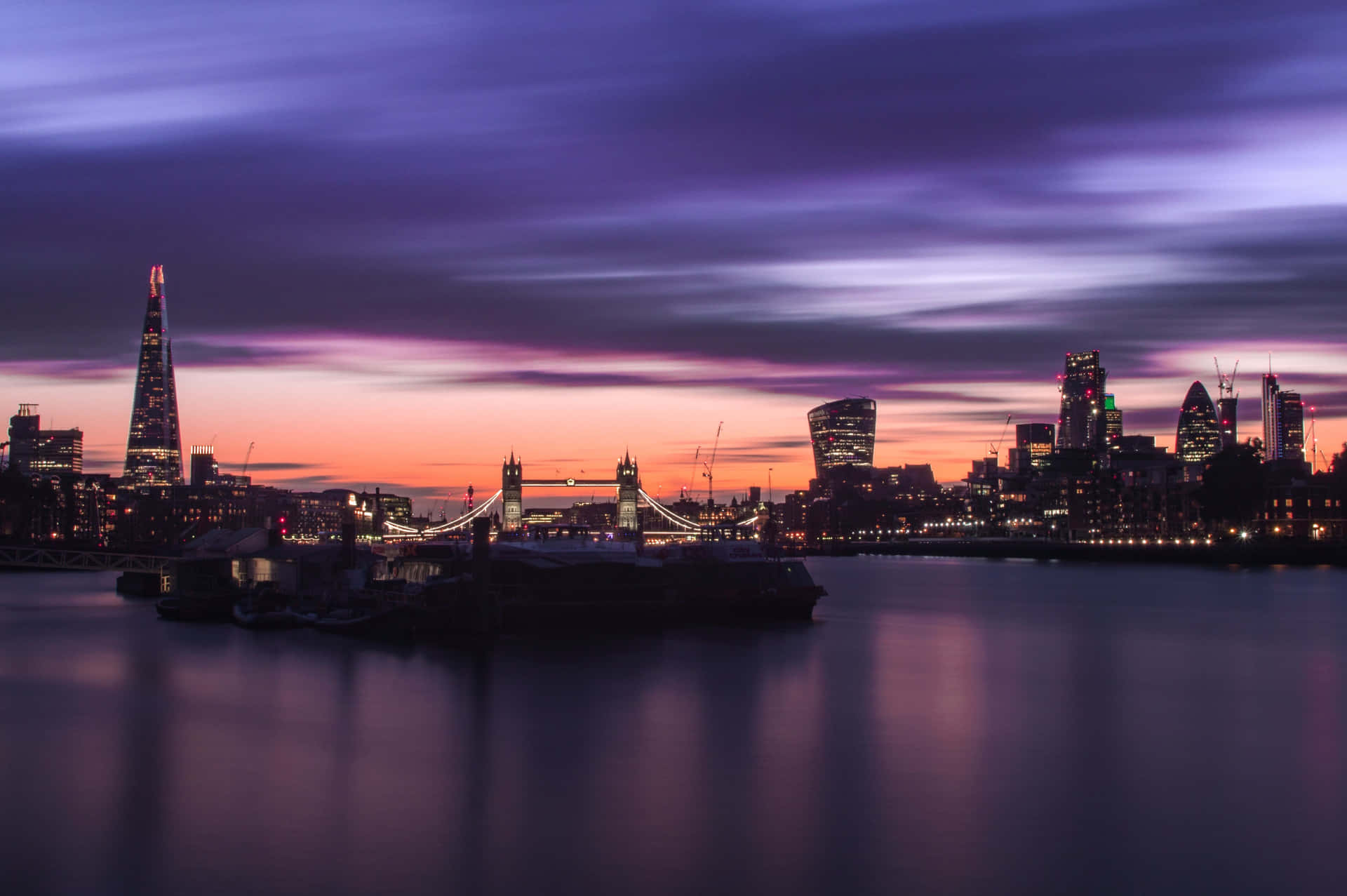 Twilight Over The Shard And London Skyline Wallpaper