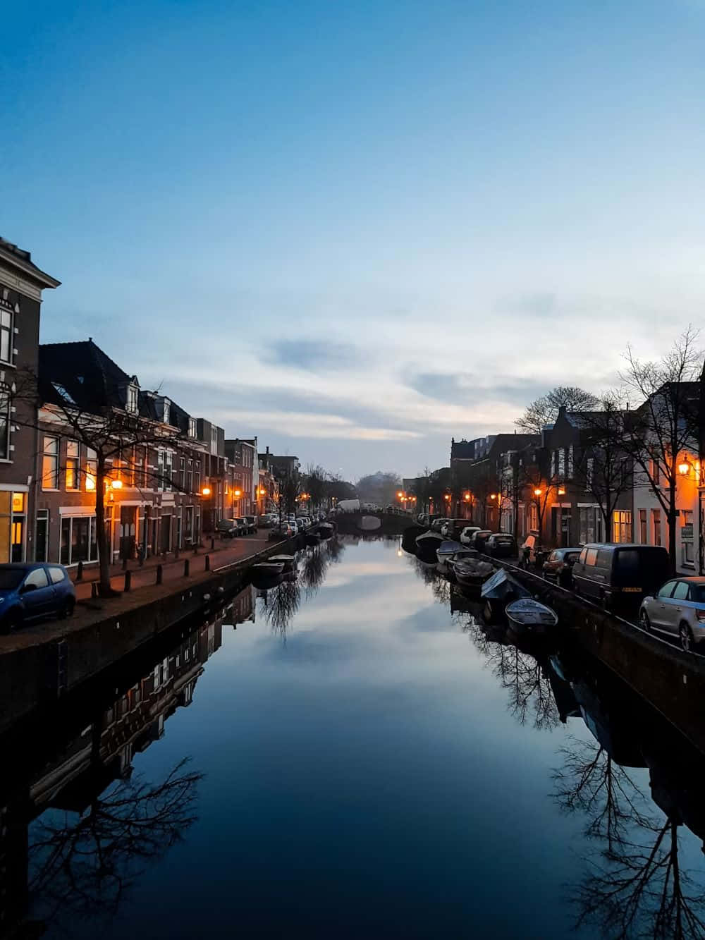 Twilight Reflections Haarlem Canal Wallpaper