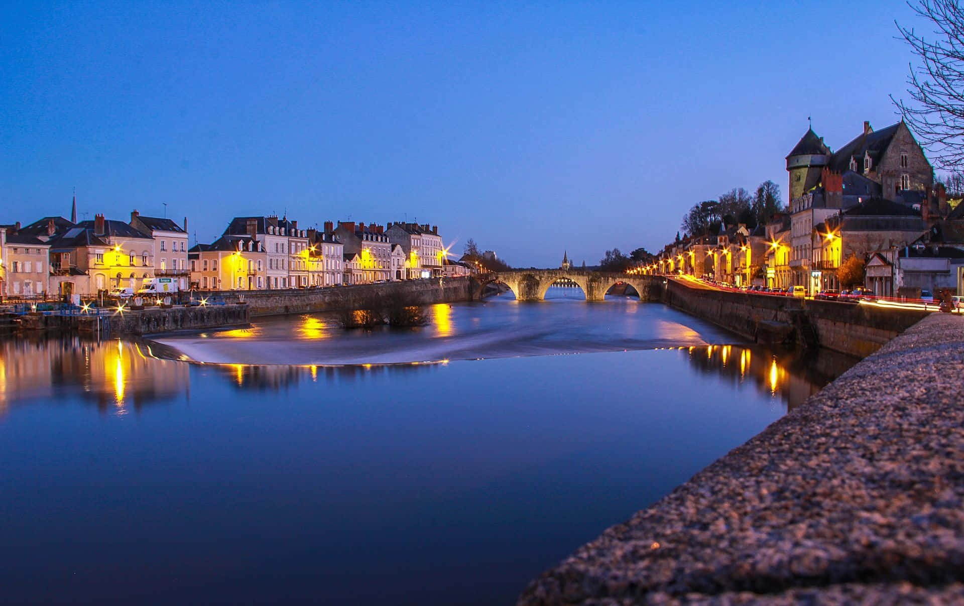 Twilight Reflections Laval France Wallpaper