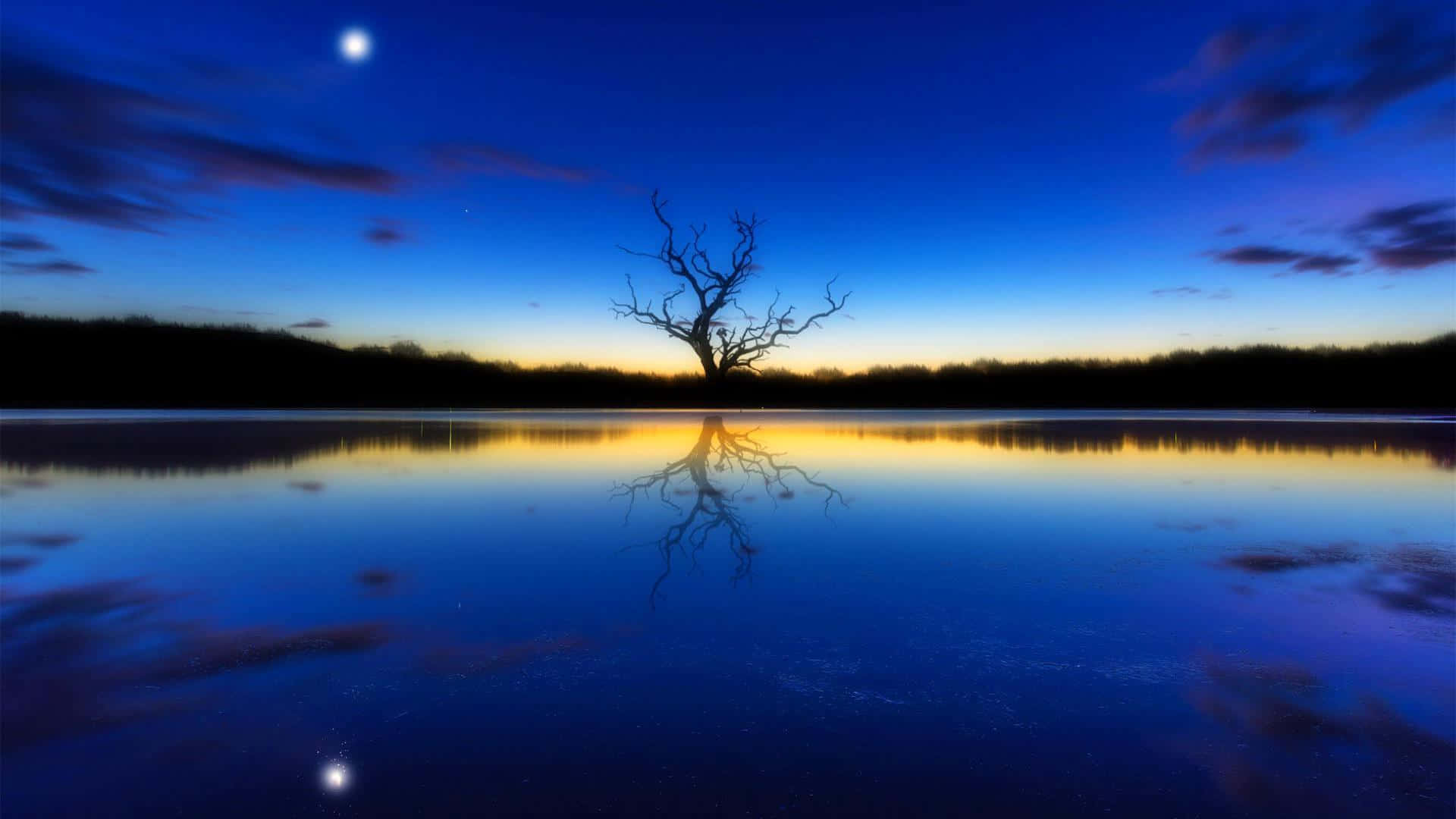 Twilight Silhouette Reflection Wallpaper