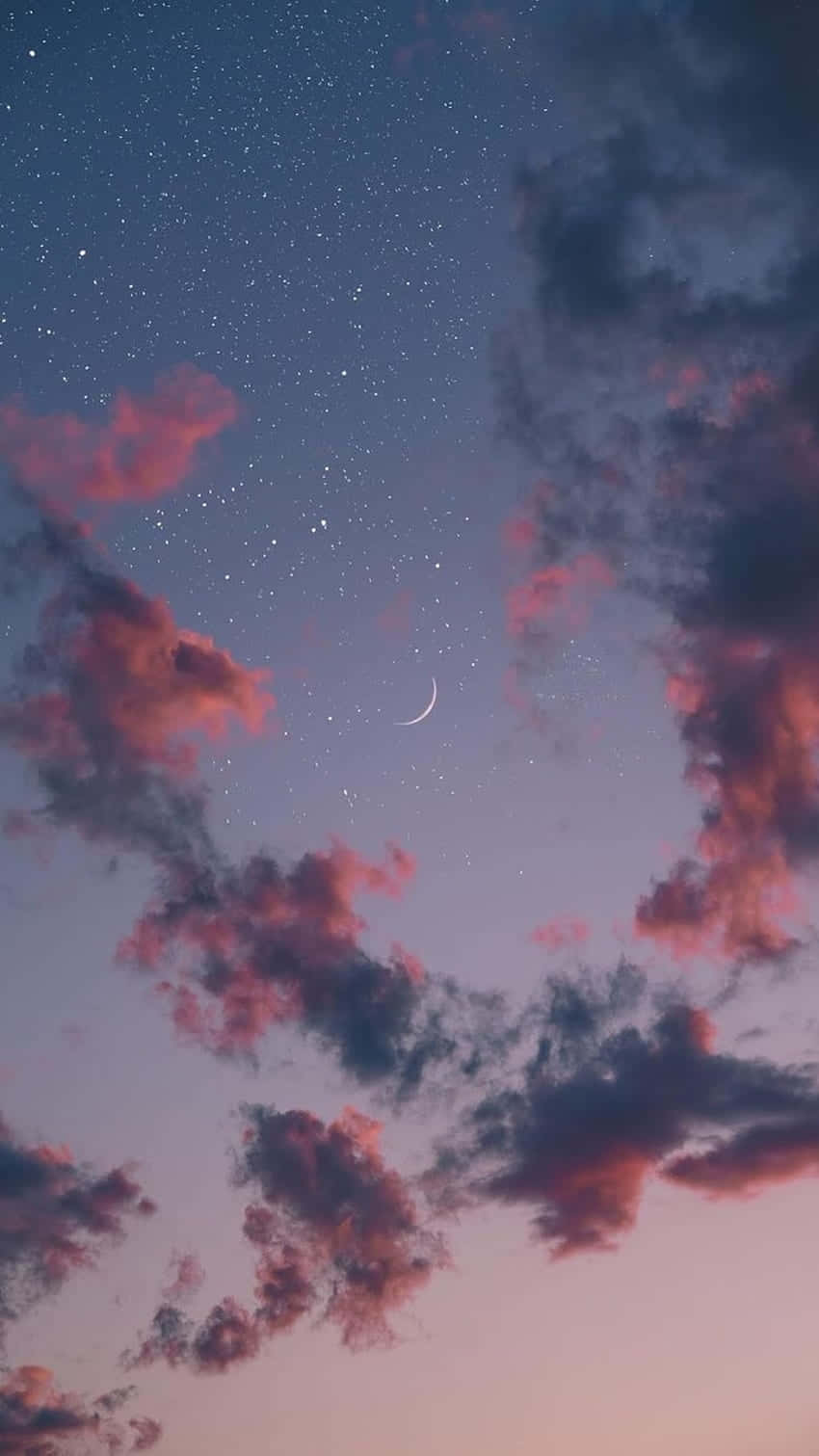 Twilight Sky Stars Crescent Moon Wallpaper