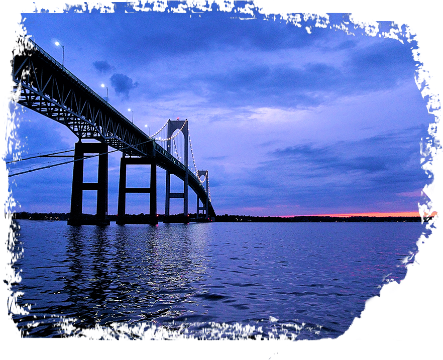 Twilight Suspension Bridge Waterscape.jpg PNG
