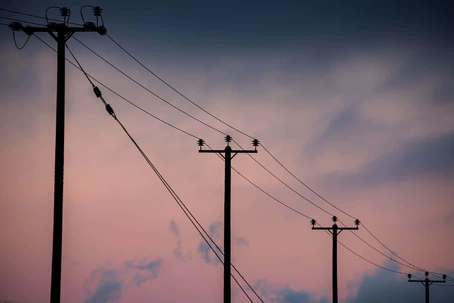 Twilight Utility Poles Silhouette Newry Wallpaper