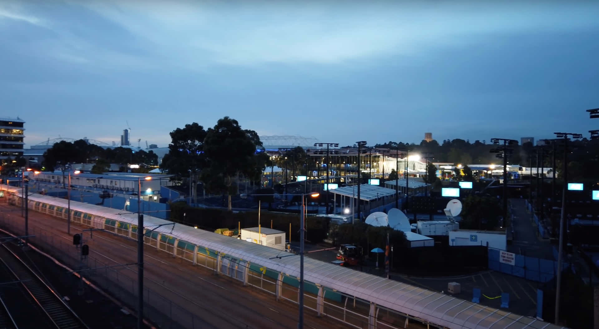 Twilight Utsikt Melbourne Cricket Ground Omgivelser Bakgrunnsbildet