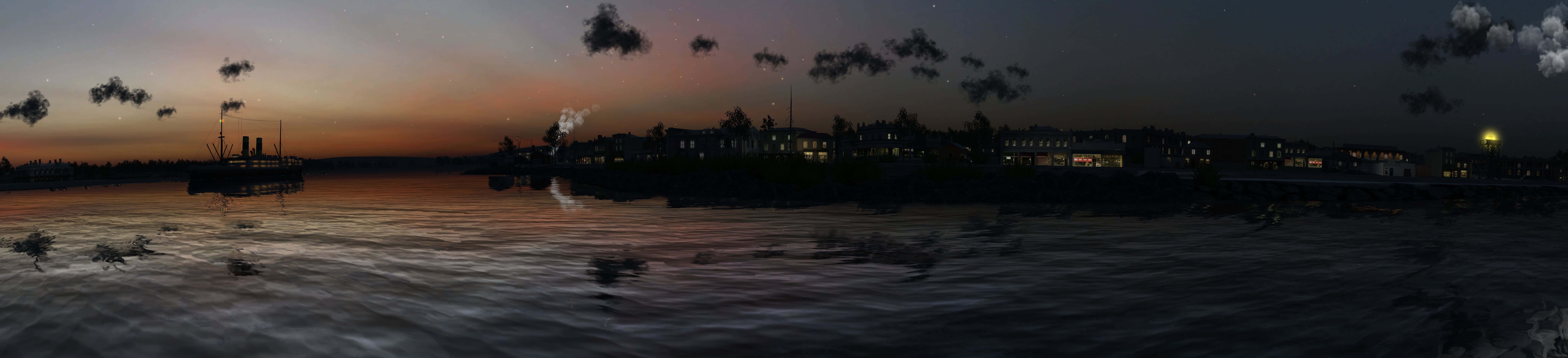 Twilight Waterscape Panorama Wallpaper