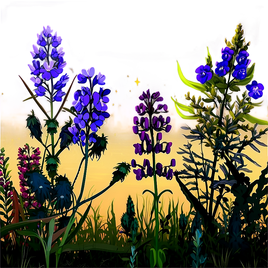 Twilight Wildflowers Scene Png 06202024 PNG