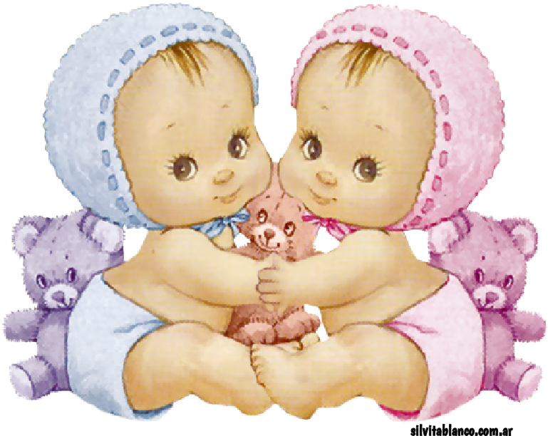 Twin Babies With Teddy Bears PNG