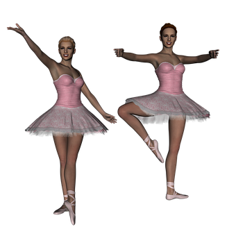 Twin Ballerinasin Pink Tutus PNG