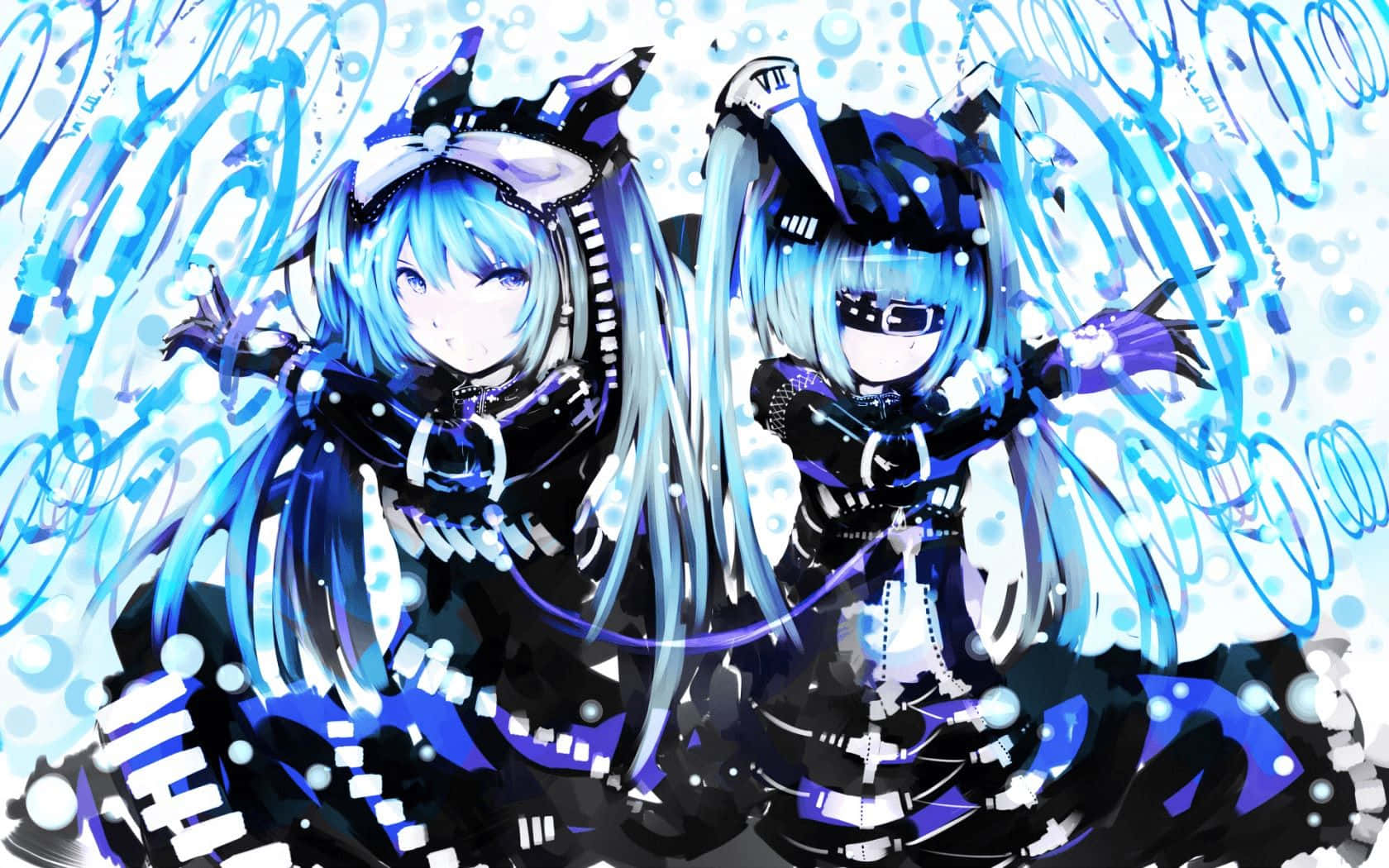 Twin_ Blue_ Anime_ Characters Wallpaper