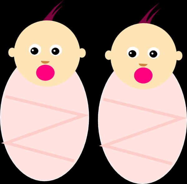 Twin Cartoon Babies Illustration PNG