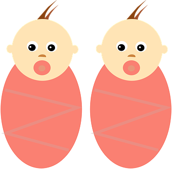 Twin Cartoon Babies PNG