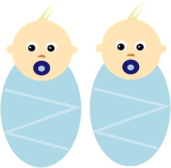 Twin Cartoon Babies With Pacifiers PNG