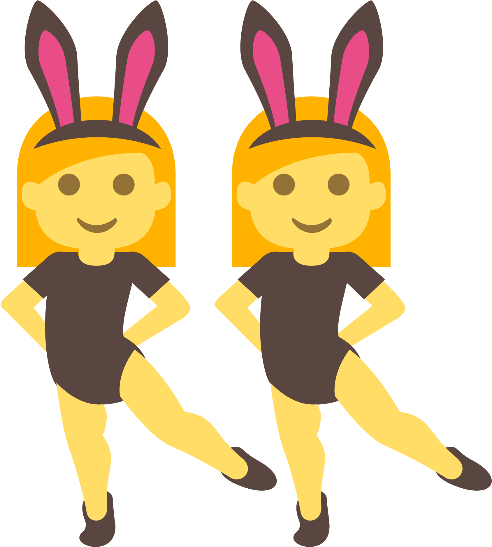 Twin Cartoon Girlswith Bunny Ears PNG