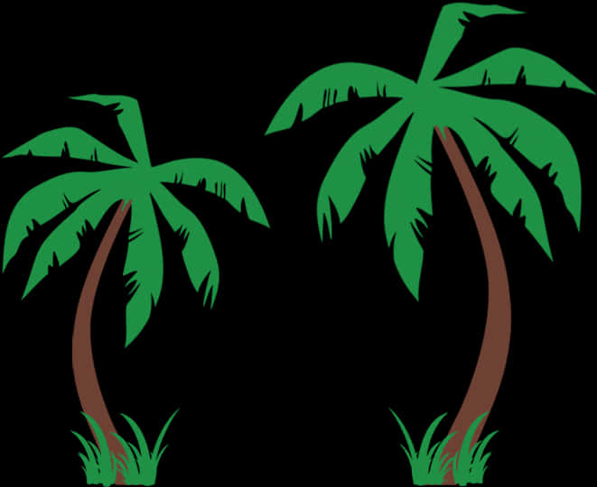 Twin Coconut Trees Vector Illustration PNG