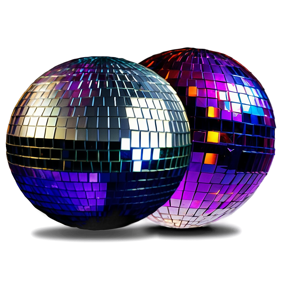 Twin Disco Balls Colorful Reflections PNG