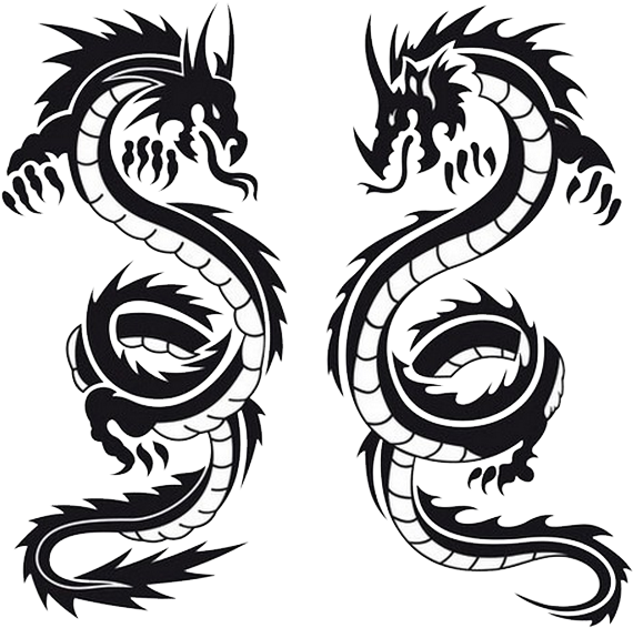 Twin Dragon Tattoo Design PNG