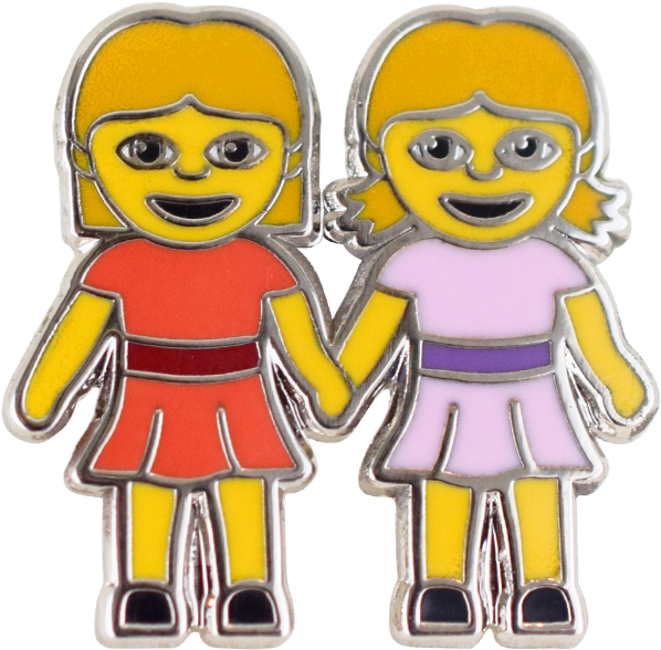 Twin Girls Cartoon Pin PNG