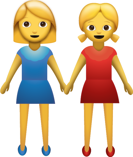 Twin Girls Emoji Holding Hands PNG
