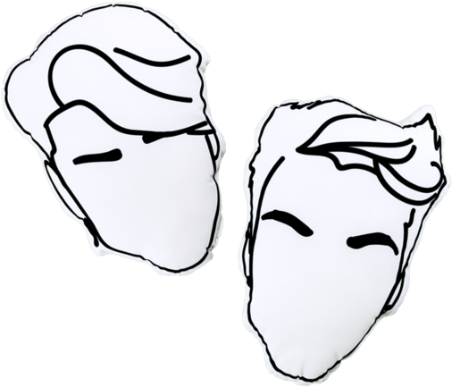Twin Line Art Faces PNG