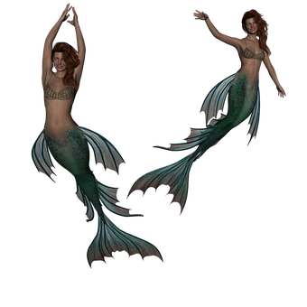 Twin_ Mermaids_ Dancing_in_the_ Dark PNG