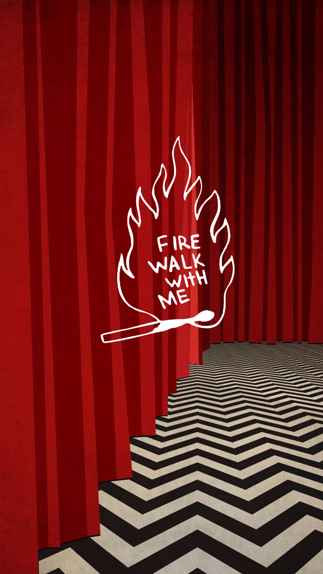 A Red Curtain With The Words Fire Watch Me Wallpaper