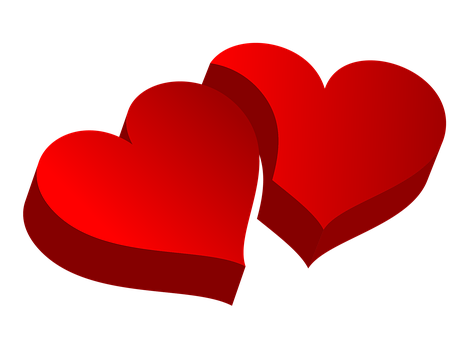 Twin Red Hearts Black Background PNG