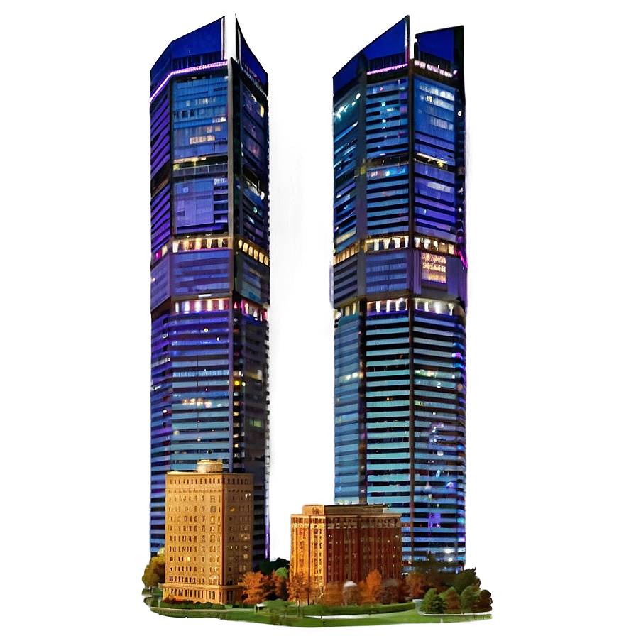 Twin Towers At Night Png Smt36 PNG