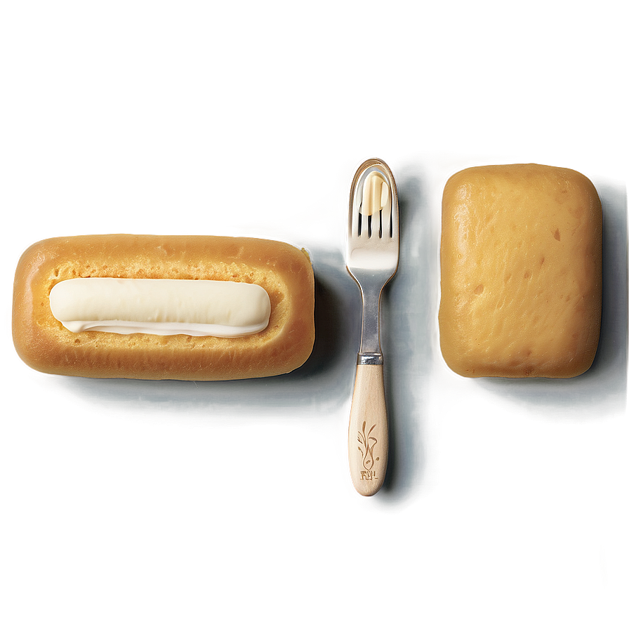 Twinkiewith Cream Fillingand Fork PNG