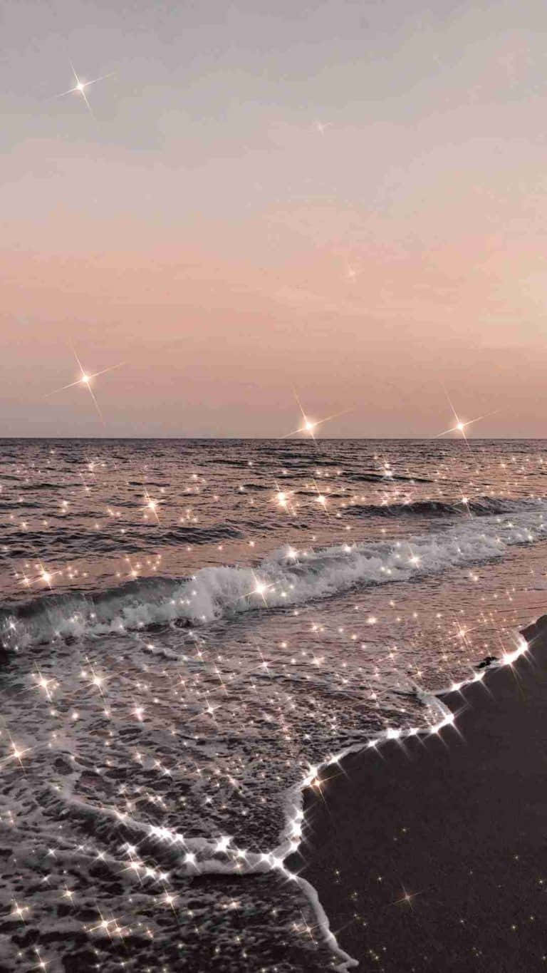Twinkling Seashore Glitter Aesthetic Wallpaper