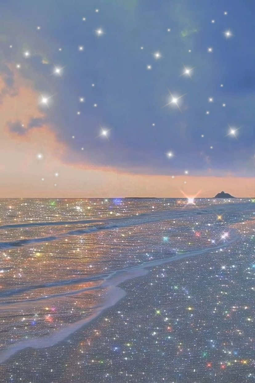Twinkling Starry Beach Glitter Aesthetic.jpg Wallpaper