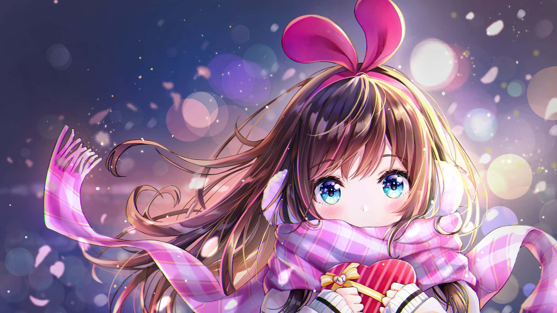 Twinkling Winter Wonder Anime Girl Wallpaper