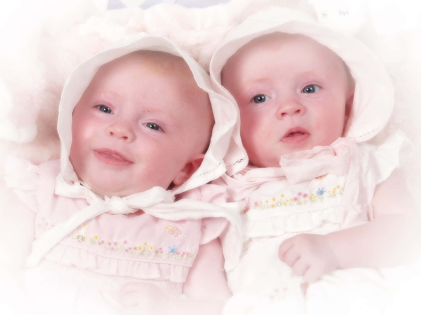 Adorable Twin Babies in Bunny Hats