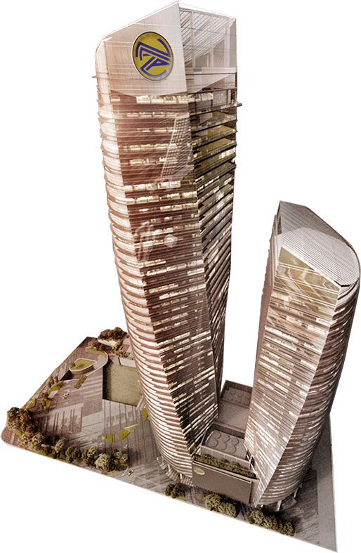 Twisted Twin Towers Architecture Design PNG