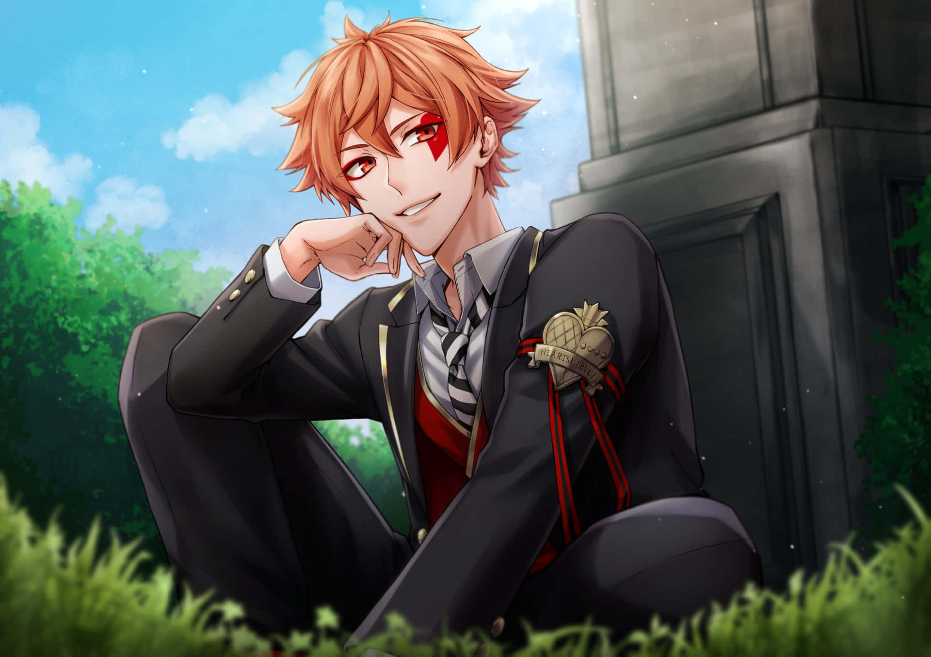 Twisted Wonderland Smiling Redhead Character Wallpaper