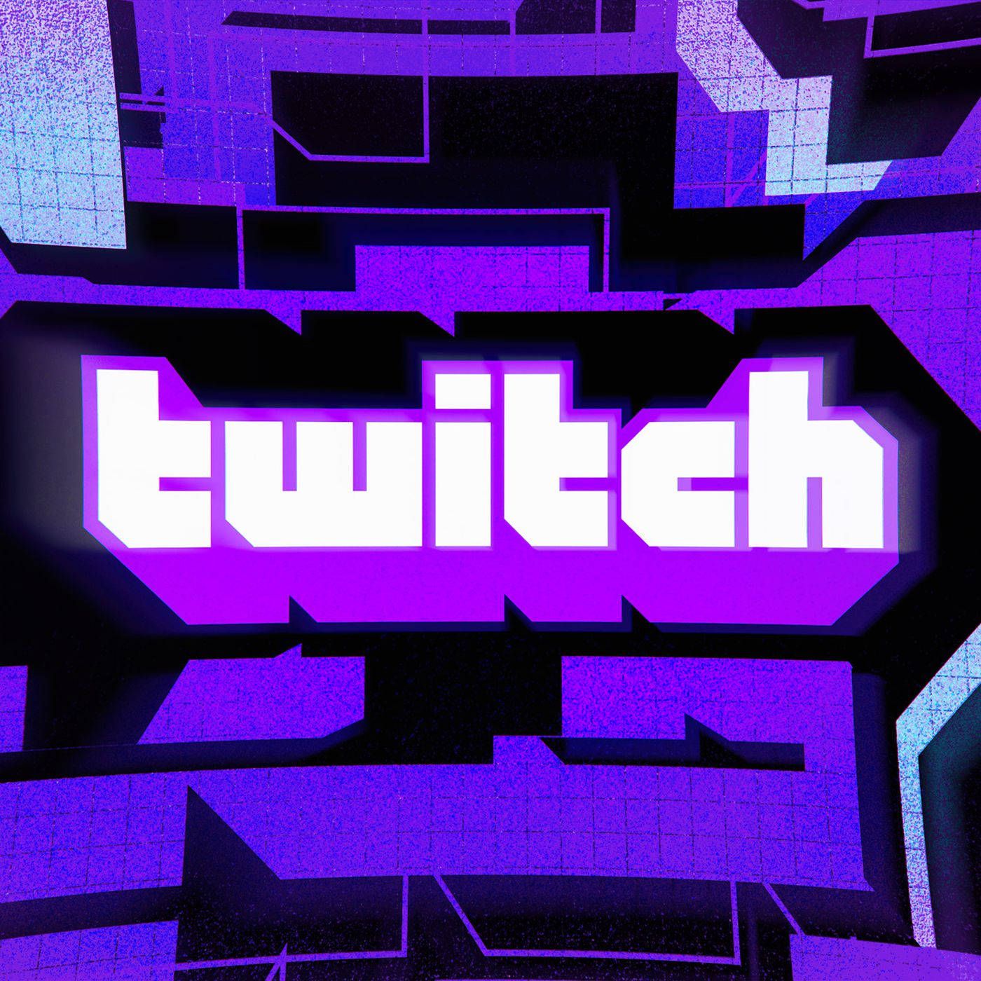 En lilla og lilla logo med ordet twitch på det Wallpaper