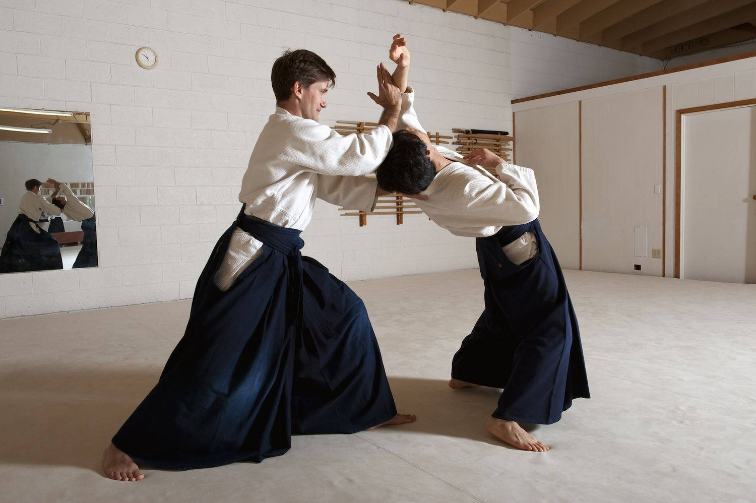 Two Aikidokas In A Dojo Wallpaper