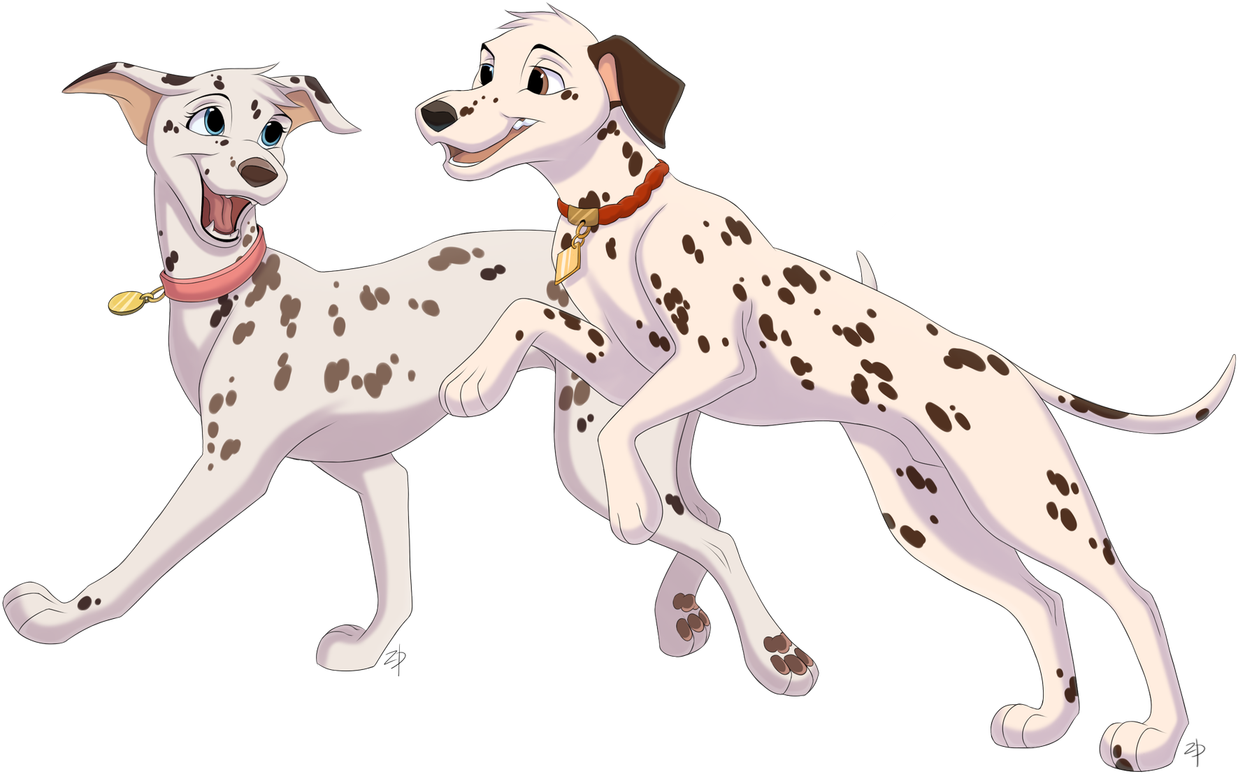 Download Two Animated Dalmatians | Wallpapers.com