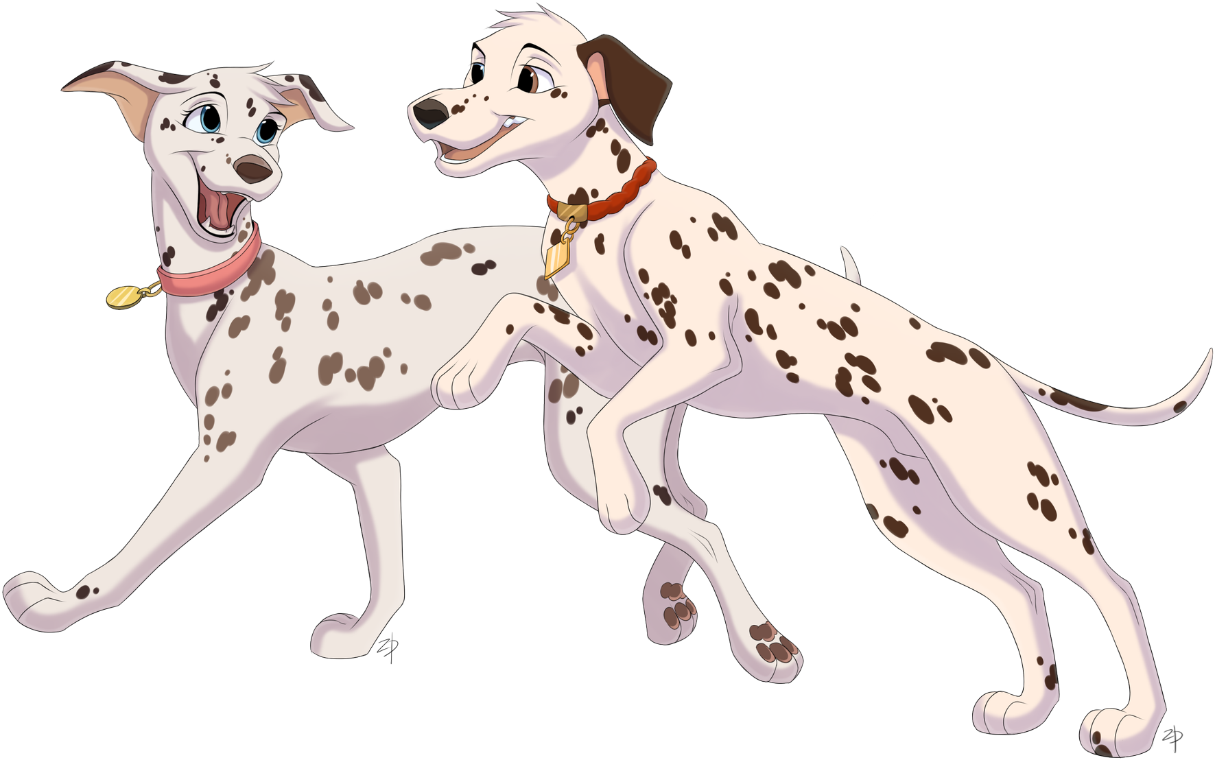 Two Animated Dalmatians PNG