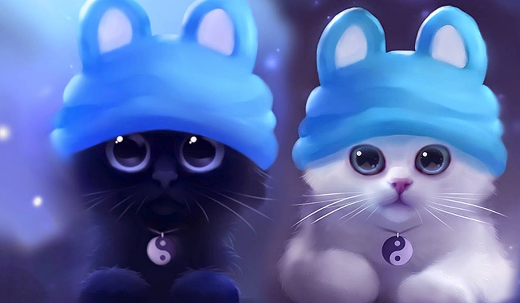 Two Beautiful Cats With Caps Wallpaper