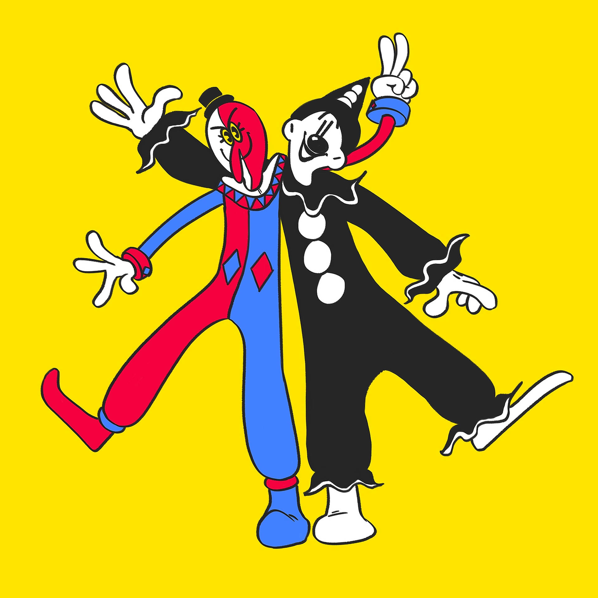 Two Cartoon Clowns Wallpaper